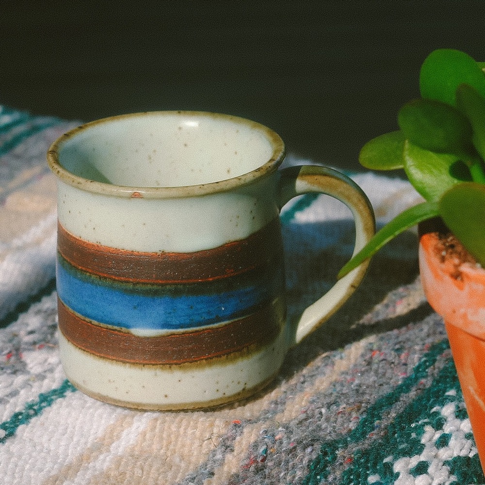 striped pottery mug | vintage otagiri ceramic